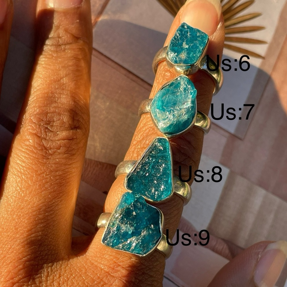925 silver rings 
Blue Apatite Rings in 925 sterling silver! US 6,7,8&9